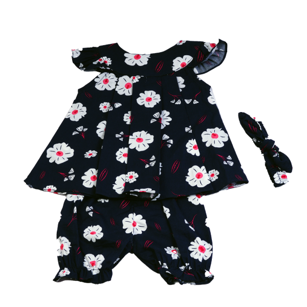 Cotton lawn frock with short and hairband