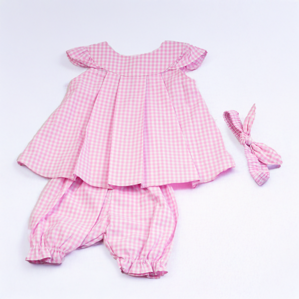 Cotton lawn frock with short and hairband