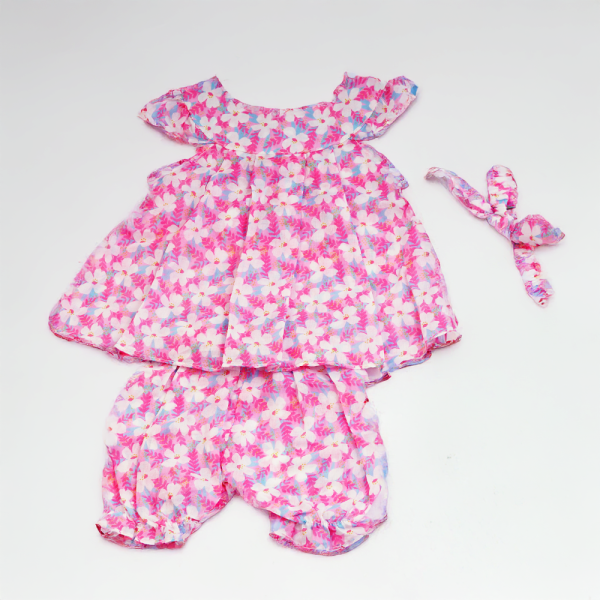 Cotton lawn frock with short and hairband