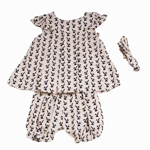 Cotton lawn frock with short and hairband