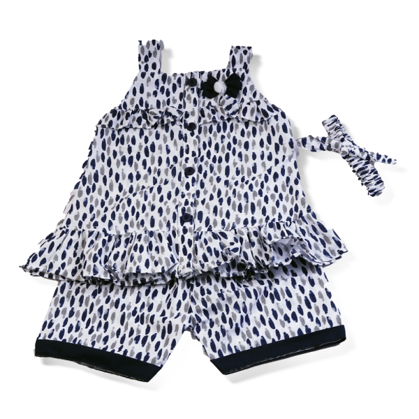 Cotton lawn frock with short and hairband